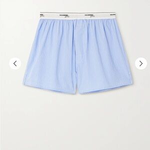 Hommesgirls Size M Blue and White Pinstripe Boxers with Relaxed Fit